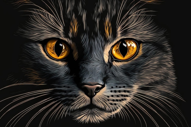 Close-up van het gezicht van een kat met gouden ogen