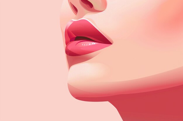 Foto close-up van het gezicht van een vrouw met roze lippenstift geschikt voor schoonheid en make-up concepten