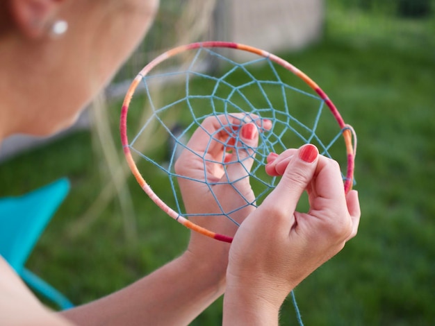 Foto close-up van het handnet