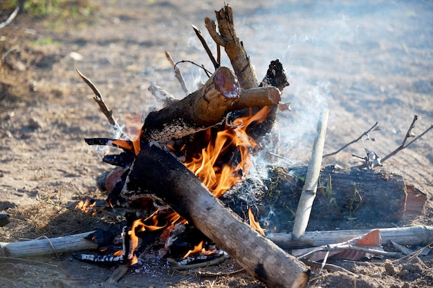 Foto close-up van het kampvuur