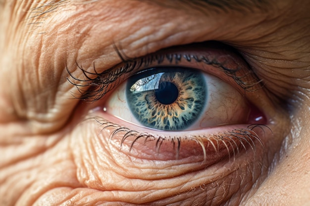 Close-up van het oog van een oudere man Macro