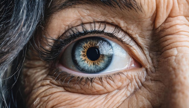 Close-up van het oog van een oudere vrouw