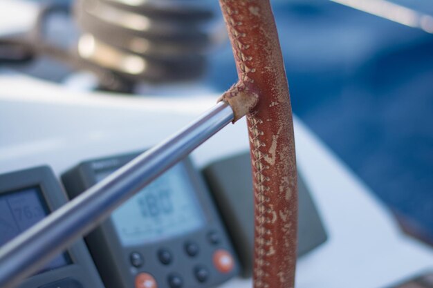 Foto close-up van het roer van de boot