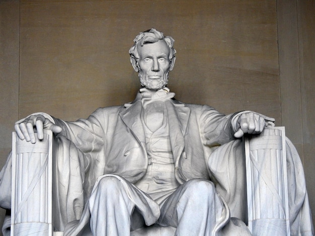 Close-up van het standbeeld van Abraham Lincoln