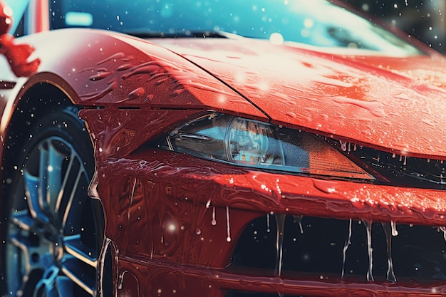Close-up van het wassen van auto's