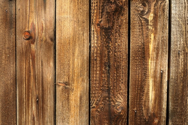 Close-up van hout met natuurlijke textuur Het lege houten sjabloonbord kan worden gebruikt als achtergrond voor productweergave of montage van bovenaf Hoogwaardige foto Verticale bruine planken met knopen zonder gaten
