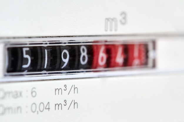Close-up van indicatoren van huishoudelijke aardgasmeter
