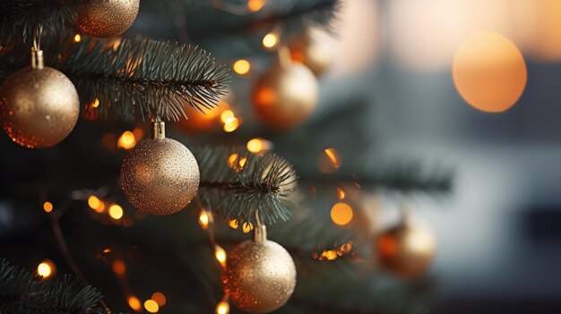 Close-up van kerstboom met decoratie