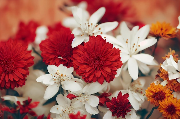 Close-up van kleurrijke bloemen die op witte achtergrond drijven