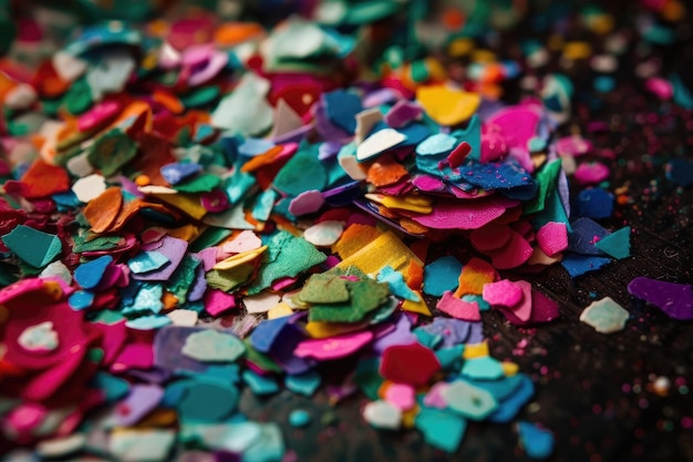 Close-up van kleurrijke confetti met dramatisch effect