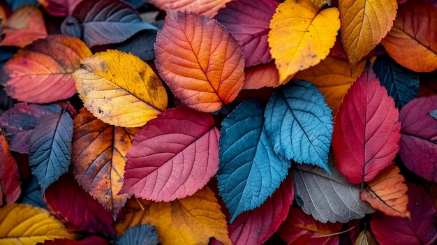 Close-up van kleurrijke herfstbladeren die traditie en moderniteit vermengen