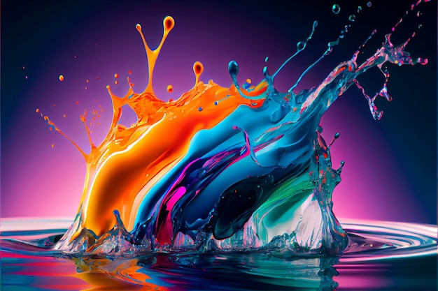Close-up van kleurrijke waterspatten met kleurrijke achtergrond