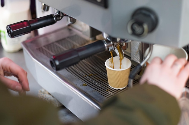 Close-up van koffiemachine
