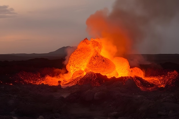 Close-up van lava uit een vulkaan Generatieve AI