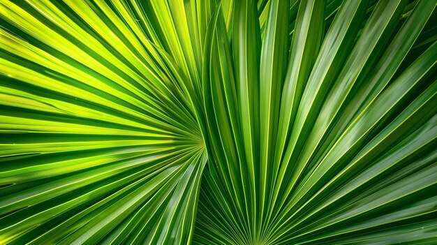 Close-up van levendige groene palmbladeren die uit het midden stralen
