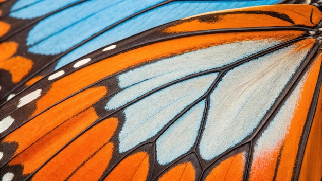 Close-up van levendige vlindervleugels met ingewikkelde patronen