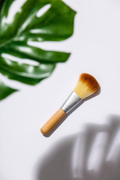 Close-up van make-up penseels op witte achtergrond