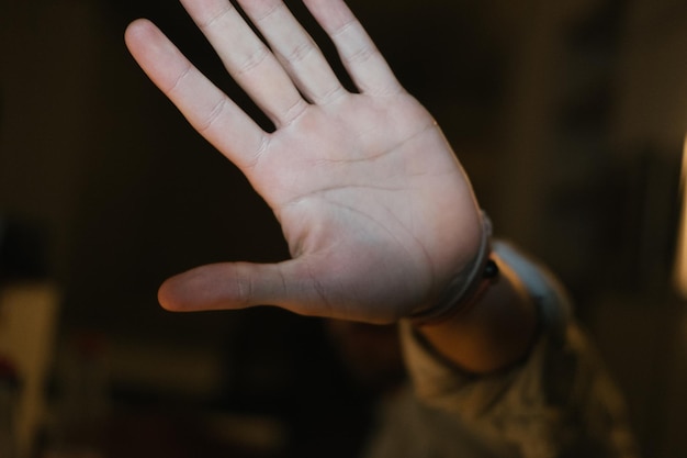 Foto close-up van menselijke hand