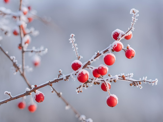 Close-up van met sneeuw bedekte winterroanbessen