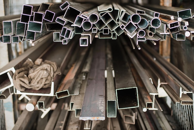 Foto close-up van metalen in de fabriek