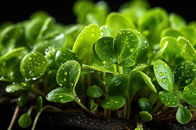 Close-up van microgreens spruiten Generatieve AI