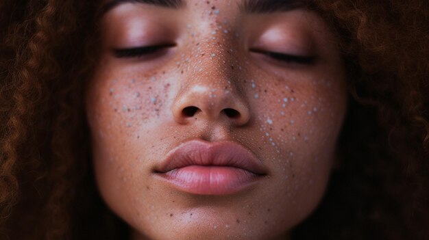 Foto close-up van mooi jong meisje met sproeten close-up natuurlijke schoonheid huidverzorging gezicht huidverzorging schoonheid en gezonde huid