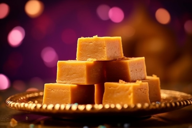 Close-up van mysore pak Indiase zoete bereid in ghee