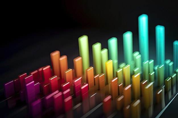 Close-up van opwaarts trending staafdiagram met zichtbare getallen en labels gemaakt met generatieve ai