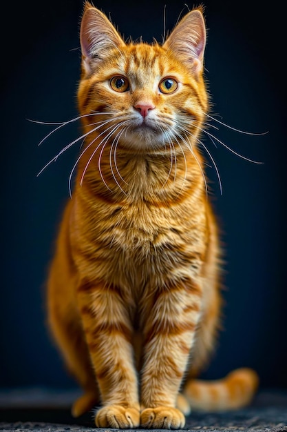 Foto close-up van oranje kat met witte snorharen