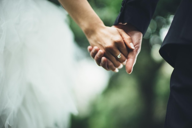 Close-up van paar hand in hand