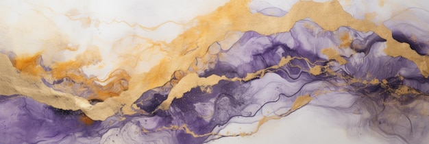 Close-up van paarse en glanzende gouden alcohol inkt abstracte textuur trendy behang Kunst voor ontwerpproject als achtergrond voor uitnodigingen of groetekaartjes flyer poster presentatie verpakkingspapier