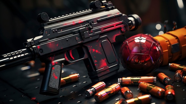 Close up van Paintball Gun en munitie