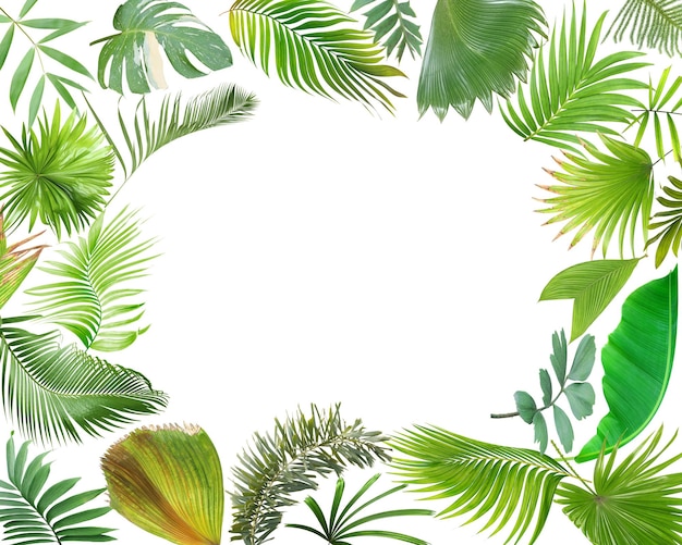 Close-up van palmbladeren tegen een witte achtergrond