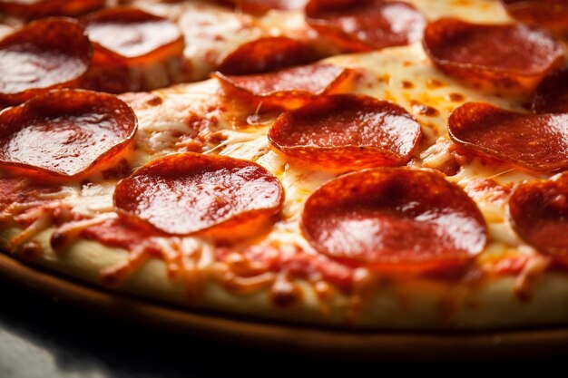 Close-up van pepperoni pizza met stijgende stoom