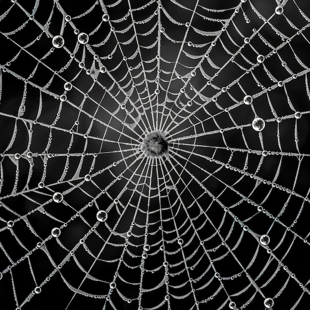 Foto close-up van perfect spinnenweb