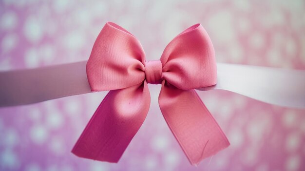 Close-up van Pink Bow op White Ribbon
