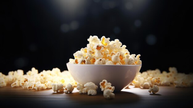 Close-up van popcorn met zwarte achtergrond
