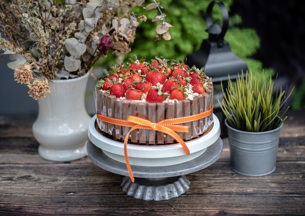 Foto close-up van potplanten op tafel