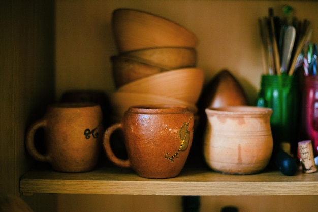 Close-up van potplanten op tafel