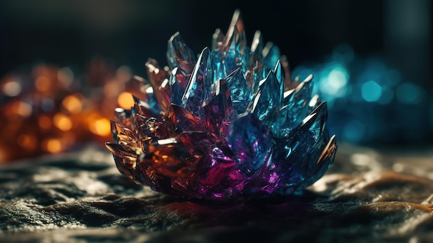 Close-up van prachtige kristallen met stralende glans en unieke formatie generatieve AI