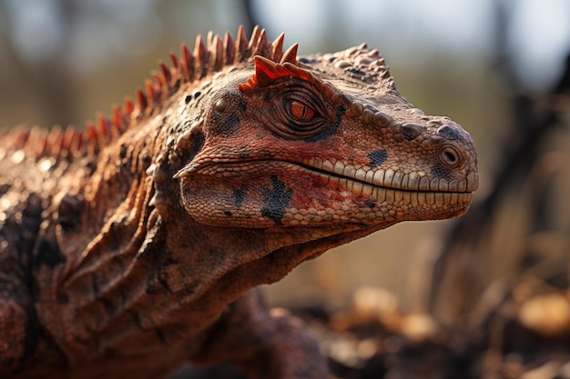 Close-up van Rajasaurus Natuurlijk licht Generatieve AI