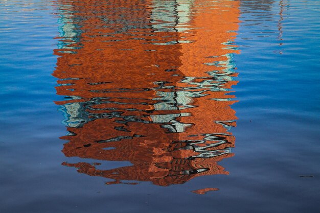 Foto close-up van reflectie in water