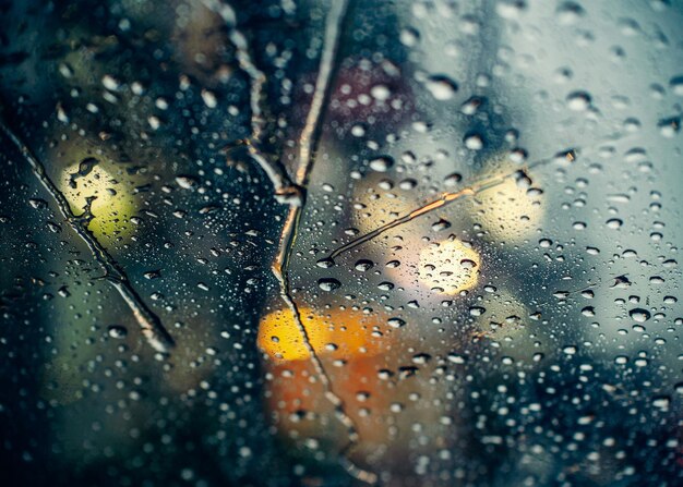 Foto close-up van regendruppels op een glazen raam