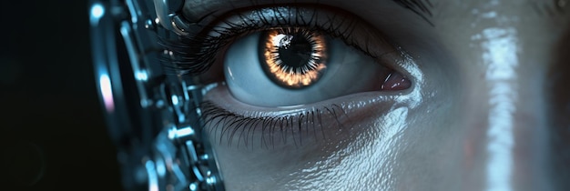 Close-up van robot Ruimte voor tekst Generatieve AI