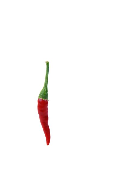 Close-up van rode chili peper tegen een witte achtergrond