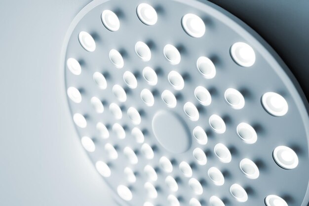 Close-up van ronde LED-lamp in koude toon AI generatief