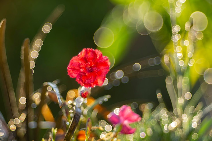 Foto close-up van roodbloeiende planten