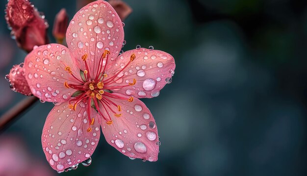 Close-up van roze kleur met druppels ai