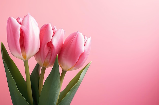 Close-up van roze tulpen op roze achtergrond Generatieve AI