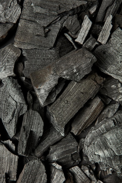 Foto close up van ruwe zwarte kolen achtergrond